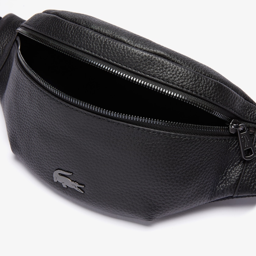 Bolsas Lacoste Hombre Negros Soft Matte Grained Cuero Zip Belt Bag RG2-85838S0