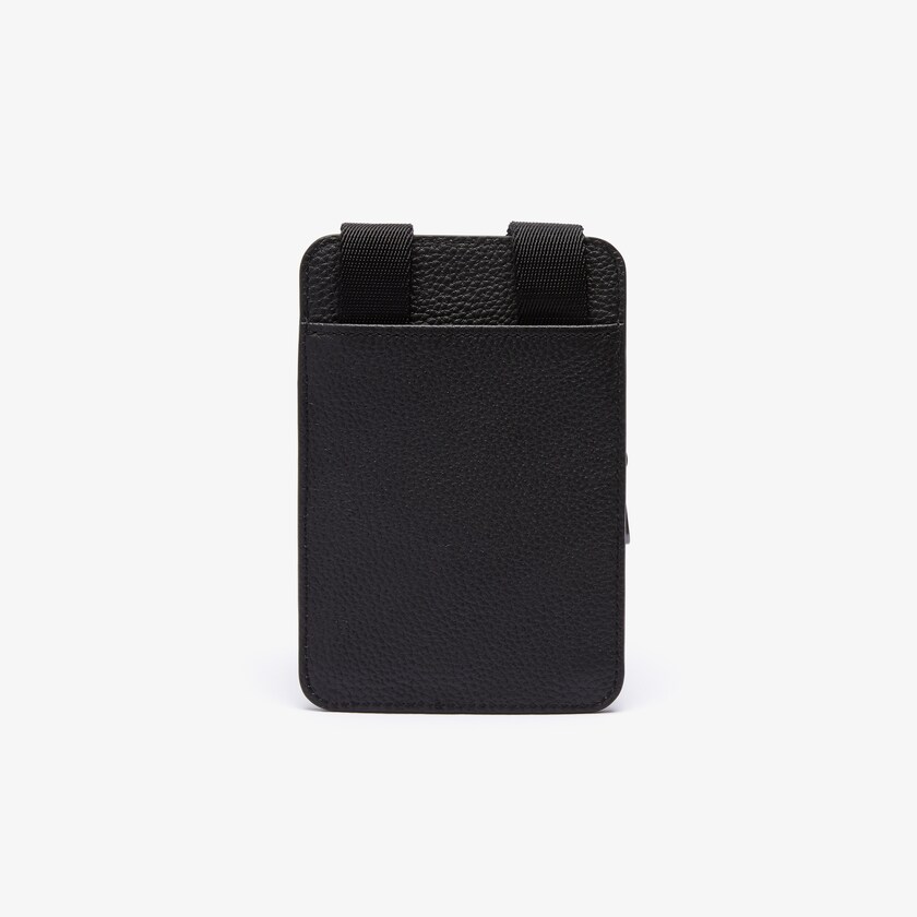 Bolsas Lacoste Soft Matte Grained Leather Smartphone Pouch Hombre Negros | ID5-45134W8