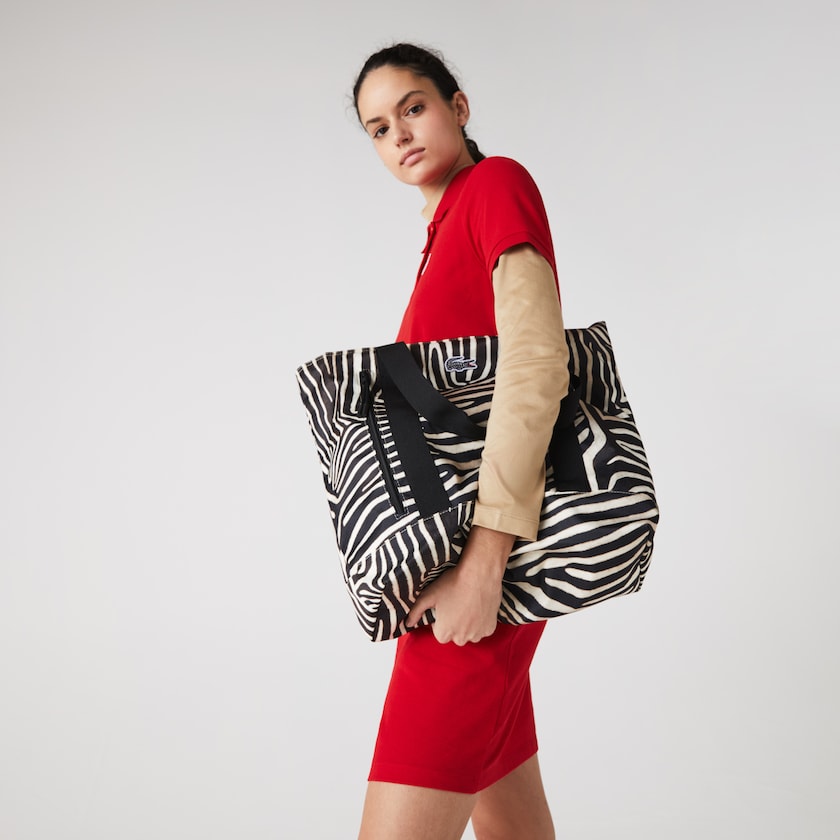 Bolsas Lacoste x National Geographic Animal Print Shopper Mujer Blancos Negros | IW1-40694U2