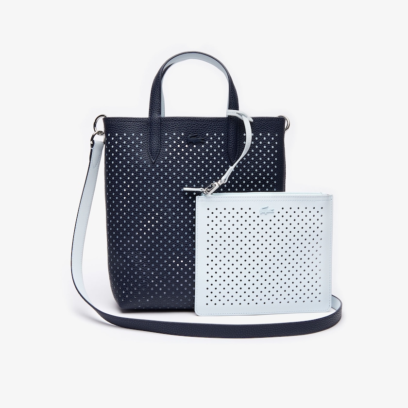 Bolso Tote Lacoste Anna Removable Pouch Perforated Vertical Mujer Azul Marino Oscuro Blancos | WE3-01330A5