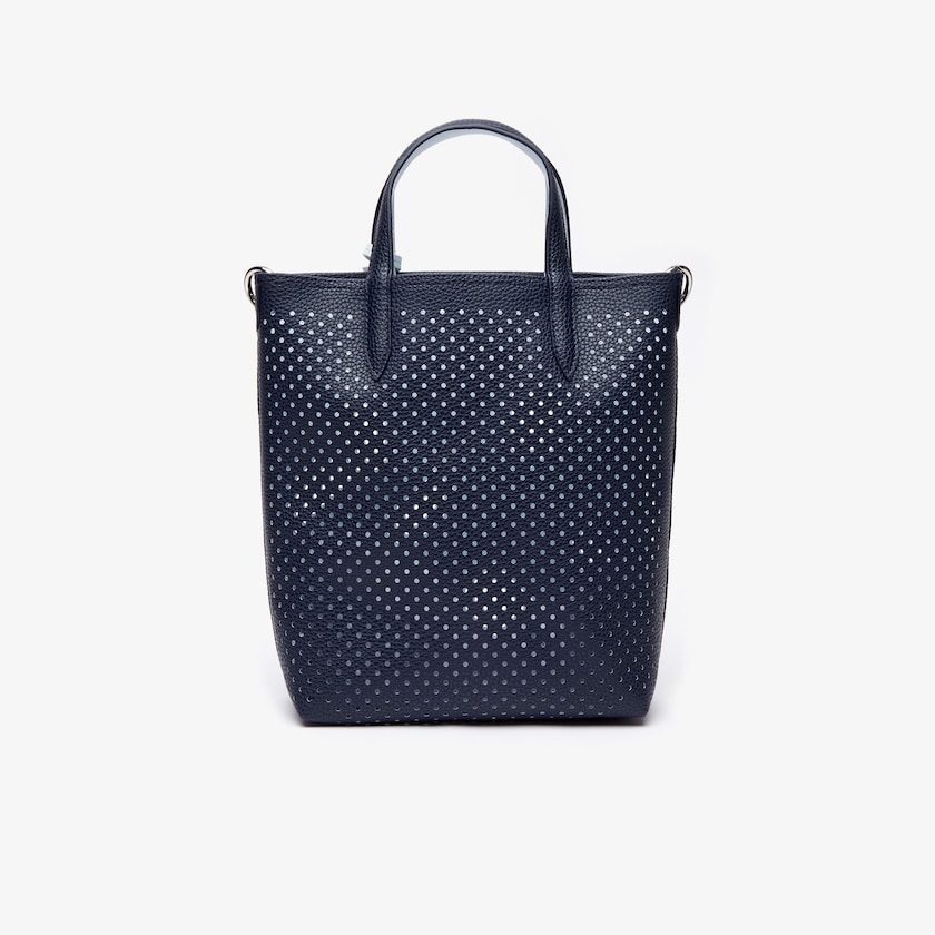 Bolso Tote Lacoste Anna Removable Pouch Perforated Vertical Mujer Azul Marino Oscuro Blancos | WE3-01330A5