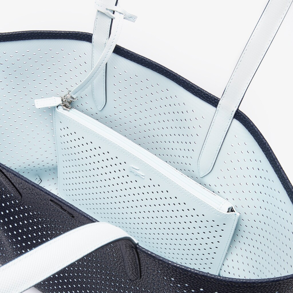 Bolso Tote Lacoste Anna Removable Pouch Perforated Reversible Mujer Azul Marino Oscuro Blancos | HT5-25332M4