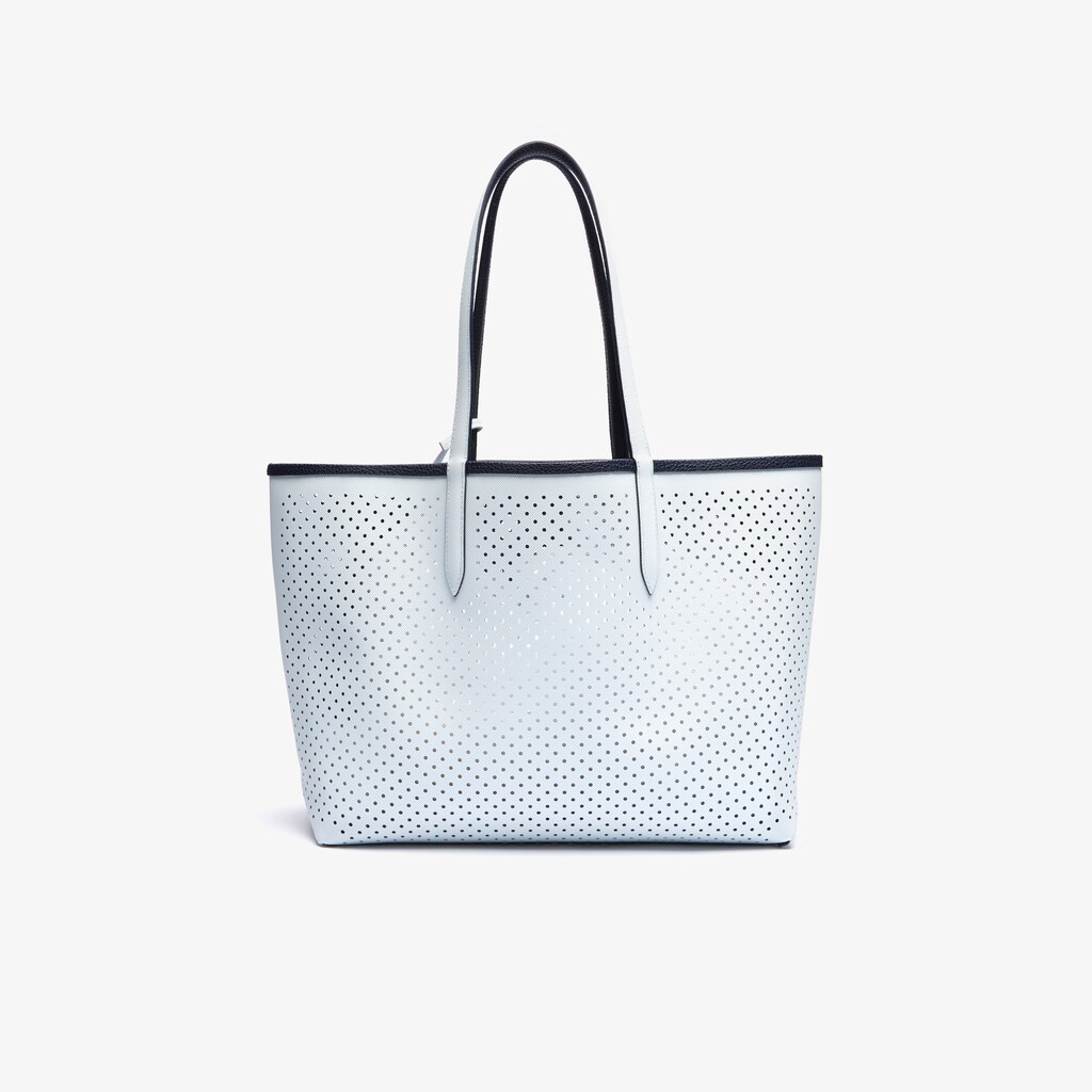 Bolso Tote Lacoste Anna Removable Pouch Perforated Reversible Mujer Azul Marino Oscuro Blancos | HT5-25332M4