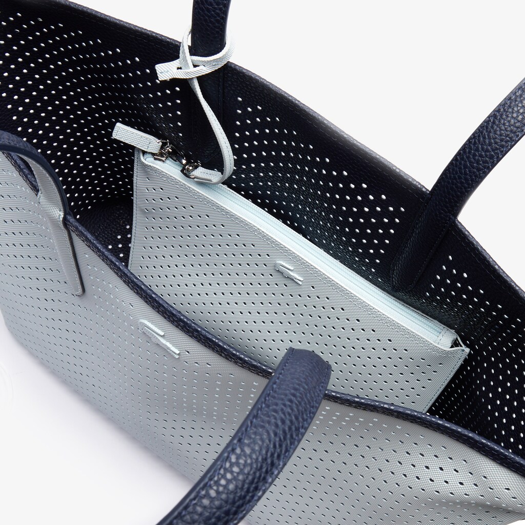 Bolso Tote Lacoste Anna Removable Pouch Perforated Reversible Mujer Azul Marino Oscuro Blancos | HT5-25332M4
