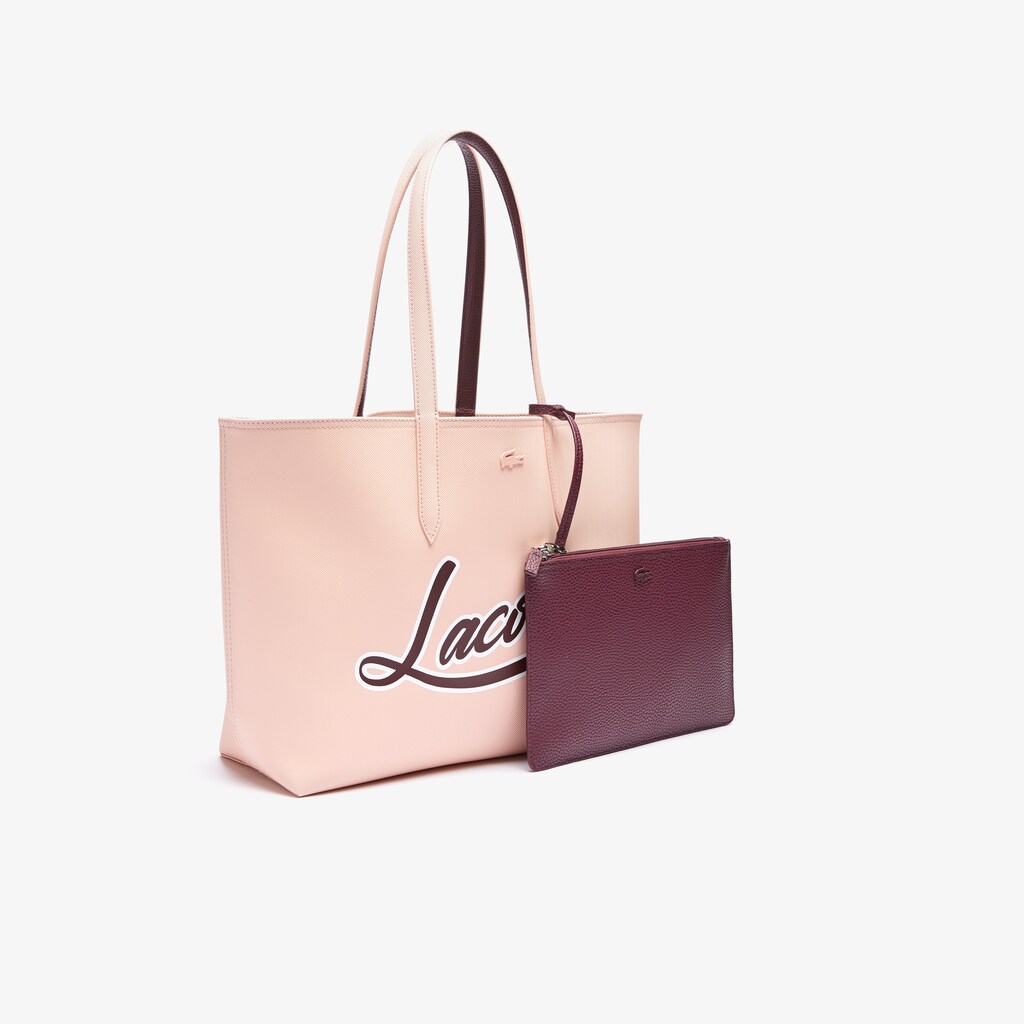 Bolso Tote Lacoste Anna Removable Pouch Signature Reversible Mujer Vino | YX4-03970A2