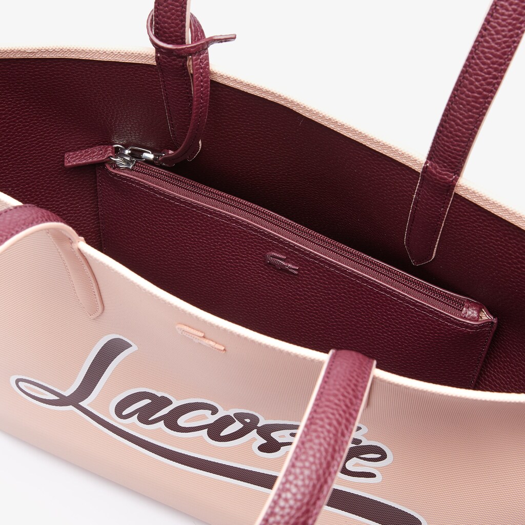 Bolso Tote Lacoste Anna Removable Pouch Signature Reversible Mujer Vino | YX4-03970A2
