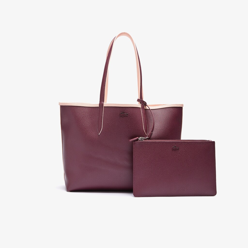 Bolso Tote Lacoste Anna Removable Pouch Signature Reversible Mujer Vino | YX4-03970A2