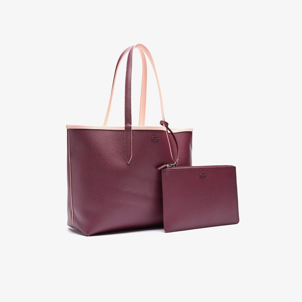 Bolso Tote Lacoste Anna Removable Pouch Signature Reversible Mujer Vino | YX4-03970A2