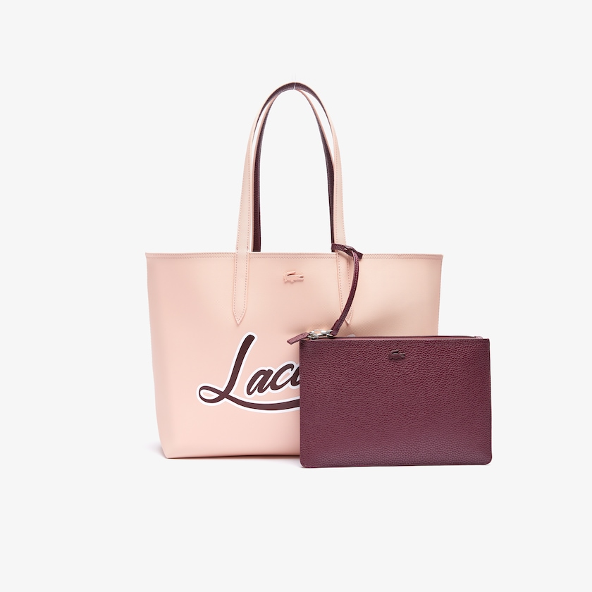 Bolso Tote Lacoste Anna Removable Pouch Signature Reversible Mujer Vino | YX4-03970A2