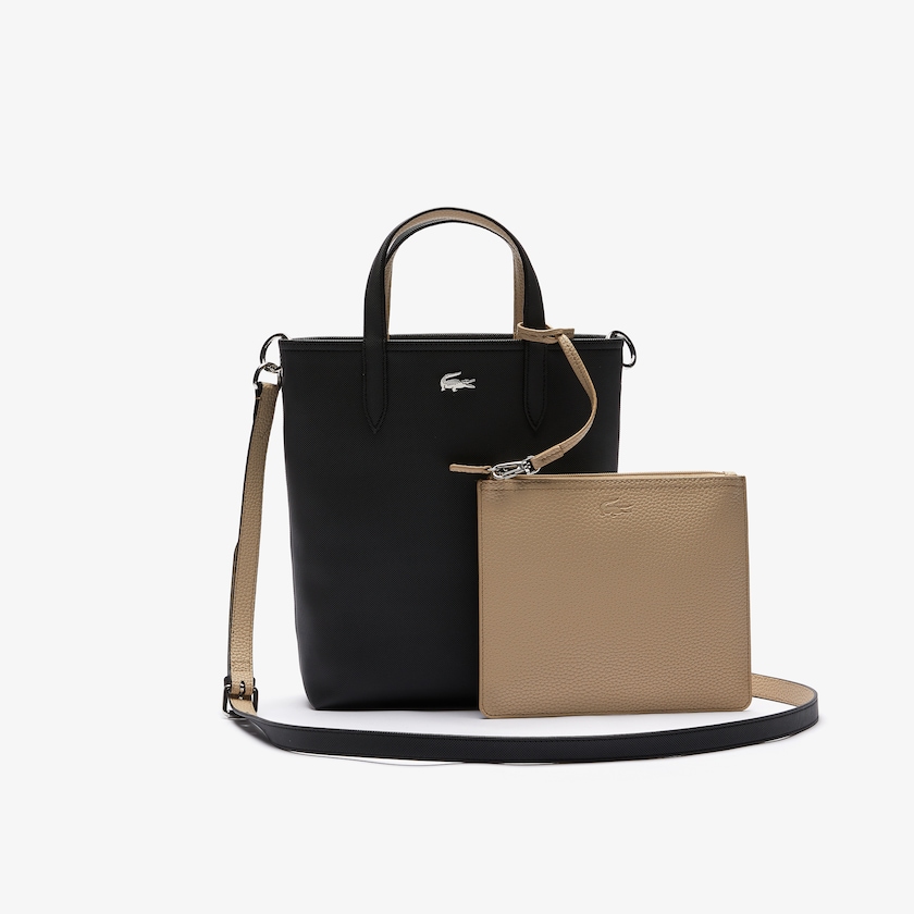 Bolso Tote Lacoste Anna Reversible Coated Canvas Mujer Negros Kaki | PR0-16591L8