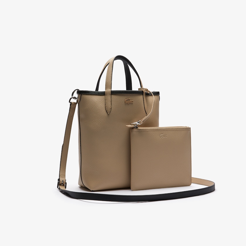 Bolso Tote Lacoste Anna Reversible Coated Canvas Mujer Negros Kaki | PR0-16591L8