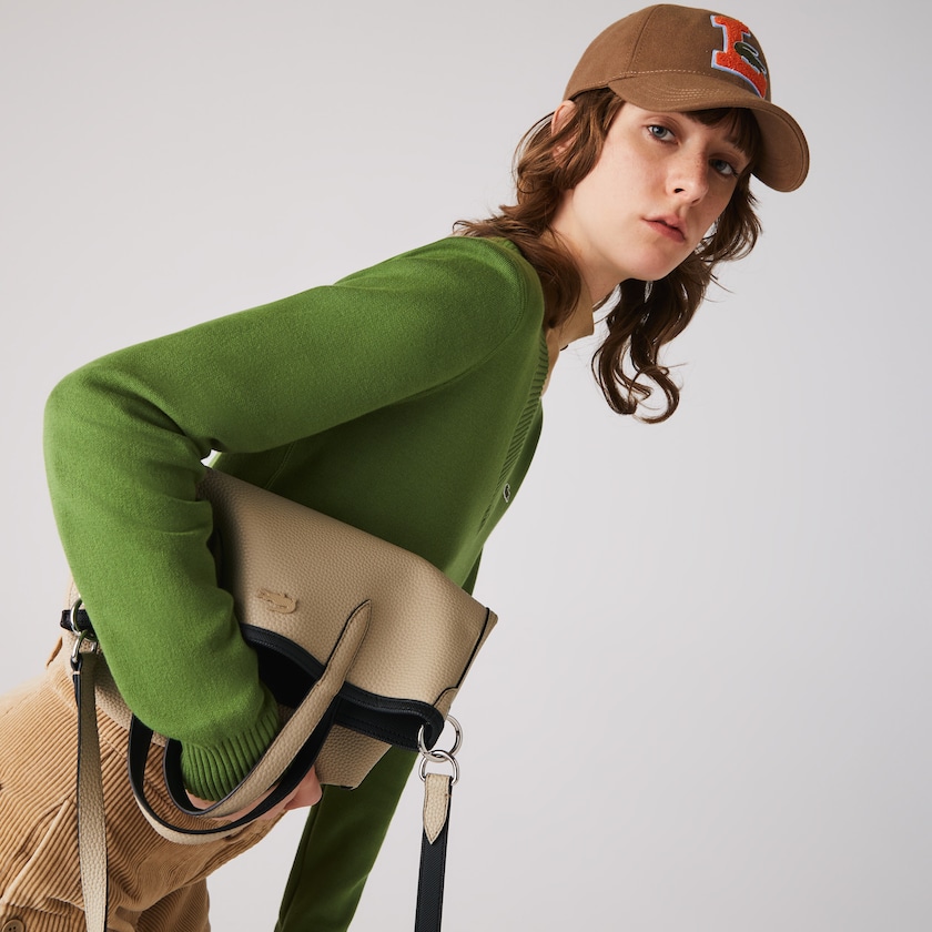 Bolso Tote Lacoste Anna Reversible Coated Canvas Mujer Negros Kaki | PR0-16591L8