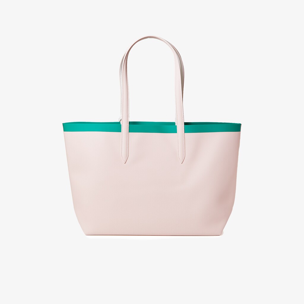 Bolso Tote Lacoste Anna Reversible Contrast Band Coated Canvas Mujer Rosas Blancos | QQ2-30393Z7