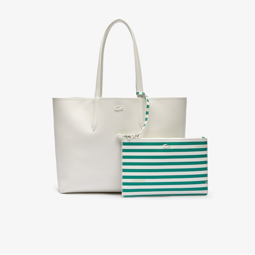 Bolso Tote Lacoste Anna Reversible Solid Or Striped Colorblock Mujer Blancos | WC6-61406M5