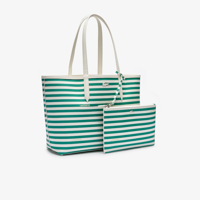 Bolso Tote Lacoste Anna Reversible Solid Or Striped Colorblock Mujer Blancos | WC6-61406M5