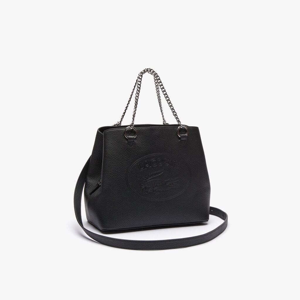 Bolso Tote Lacoste Croco Crew Embossed Logo Small Leather Mujer Negros | AP7-79327Q9