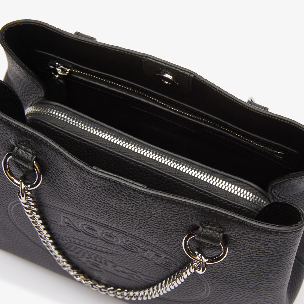 Bolso Tote Lacoste Croco Crew Embossed Logo Small Leather Mujer Negros | AP7-79327Q9