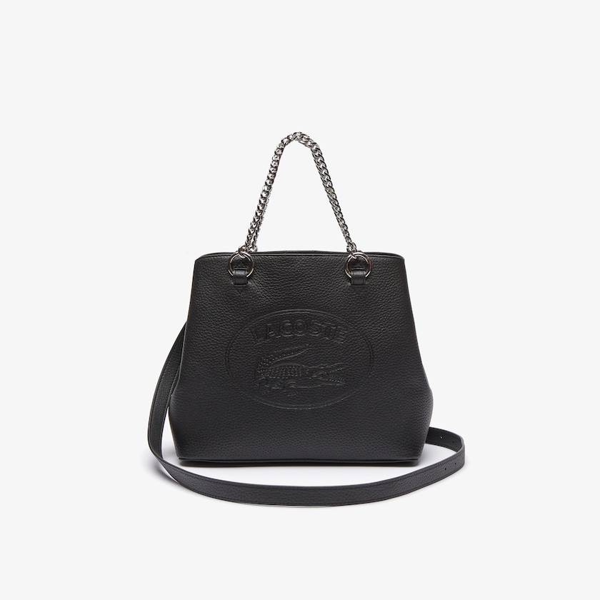 Bolso Tote Lacoste Croco Crew Embossed Logo Small Leather Mujer Negros | AP7-79327Q9