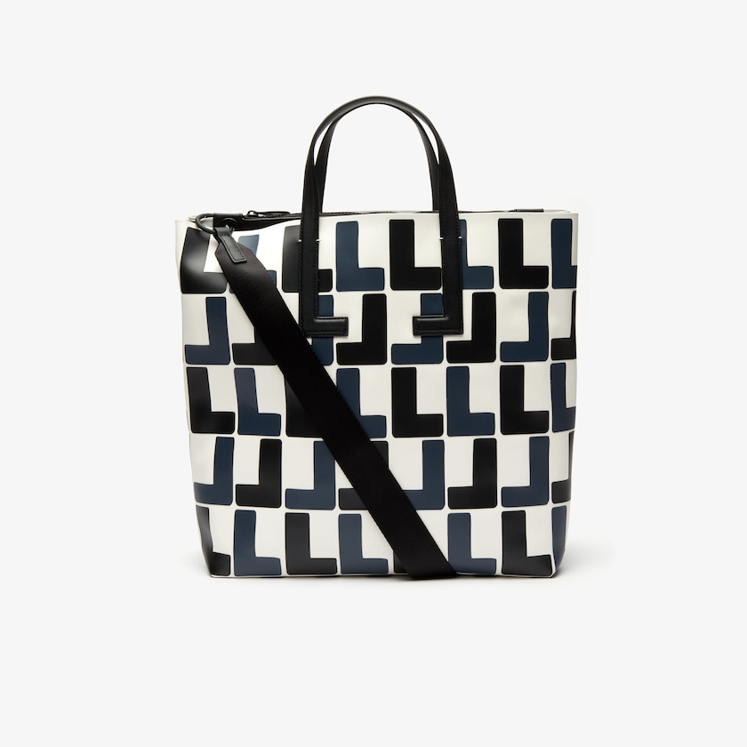 Bolso Tote Lacoste Fashion Show Monogram Leather Double Mujer Blancos Negros | JB5-57615F5