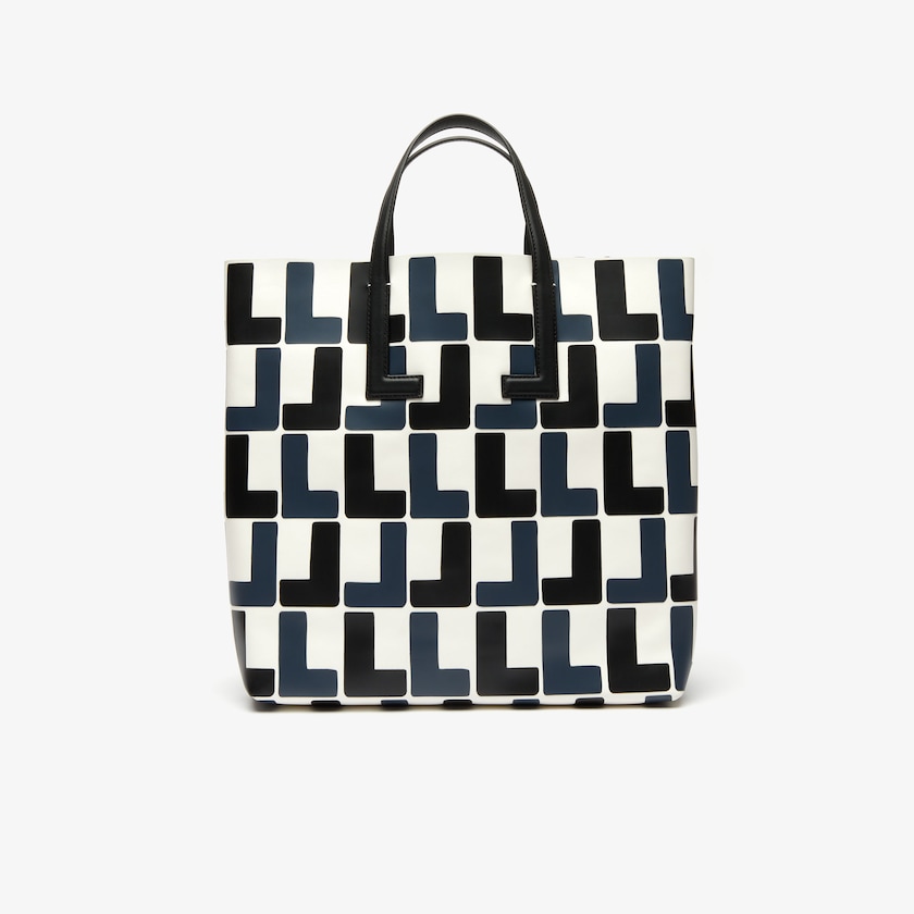 Bolso Tote Lacoste Fashion Show Monogram Leather Double Mujer Blancos Negros | JB5-57615F5