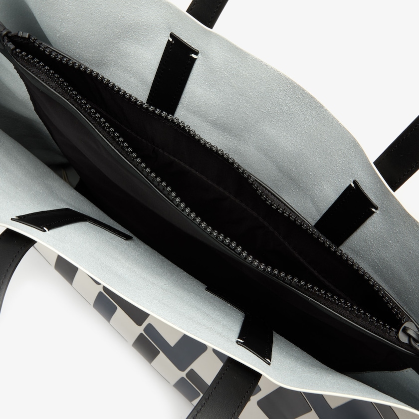 Bolso Tote Lacoste Fashion Show Monogram Leather Double Mujer Blancos Negros | JB5-57615F5