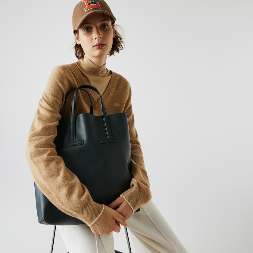 Bolso Tote Lacoste Fashion Show Two-Tone Leather Double Mujer Verdes Oscuro | CA7-95859I8