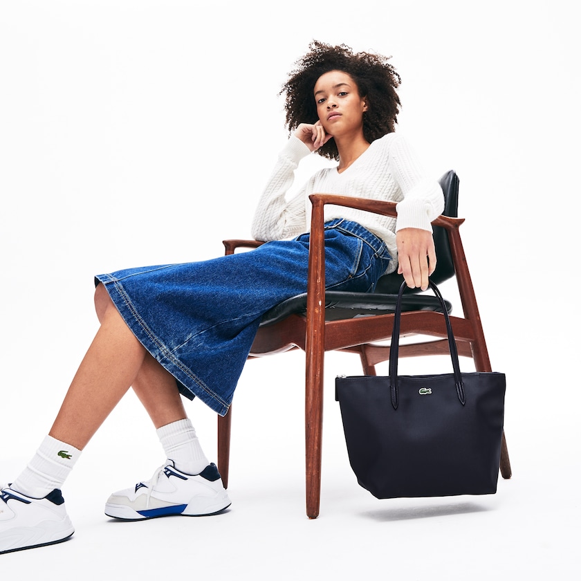 Bolso Tote Lacoste L.12.12 Concept Small Zip Mujer Azul Marino Azules | YQ1-88068L9