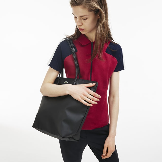 Bolso Tote Lacoste L.12.12 Concept Vertical Zip Mujer Negros | QL2-67536O7