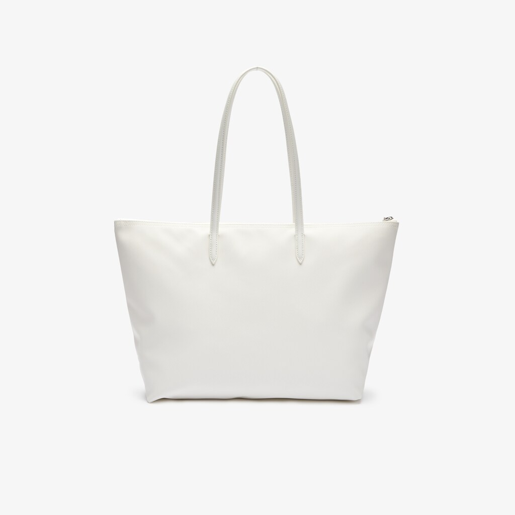 Bolso Tote Lacoste L.12.12 Nautical Stripes Large Coated Canvas Mujer Blancos Azules | EF8-08060X6