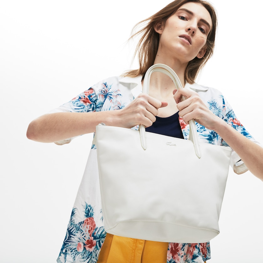 Bolso Tote Lacoste L.12.12 Small Leather Mujer Blancos | ZV8-72037Q8