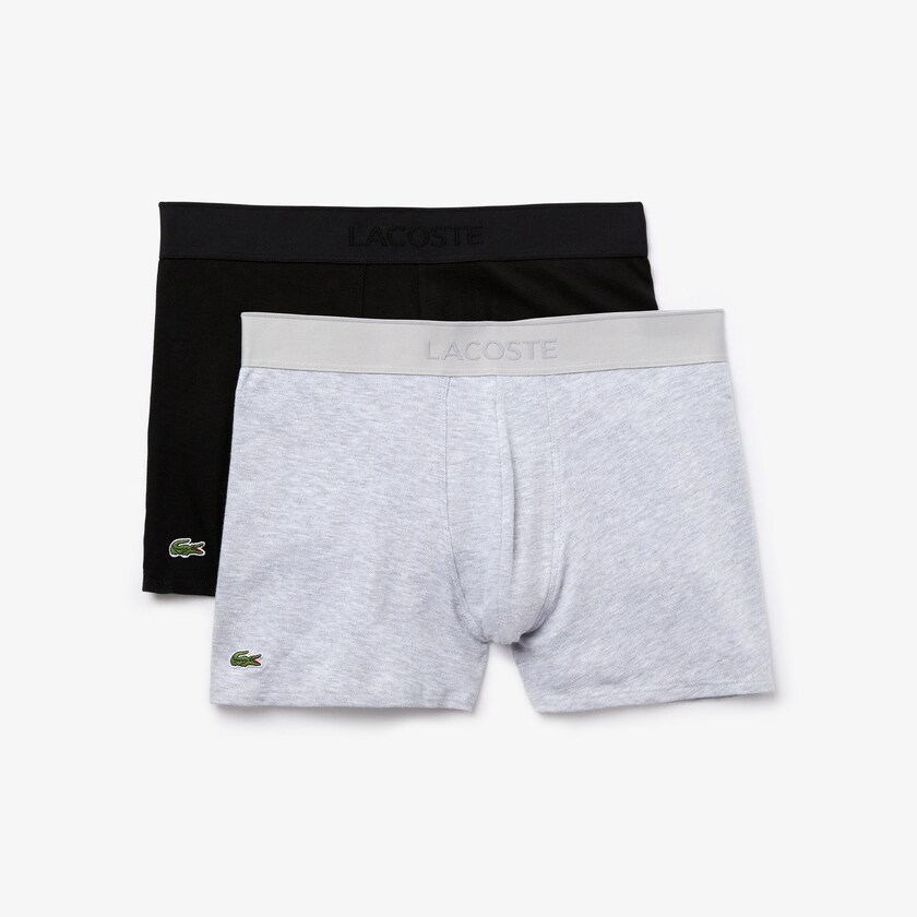 Bragas Lacoste Pack Of 2 Piqué Boxer L.12.12 Hombre Negros Grises | DL2-57825L3