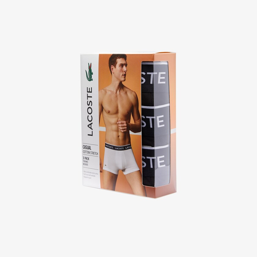 Bragas Lacoste Pack Of 3 Casual Black Boxer Hombre Negros | VR9-00100T0