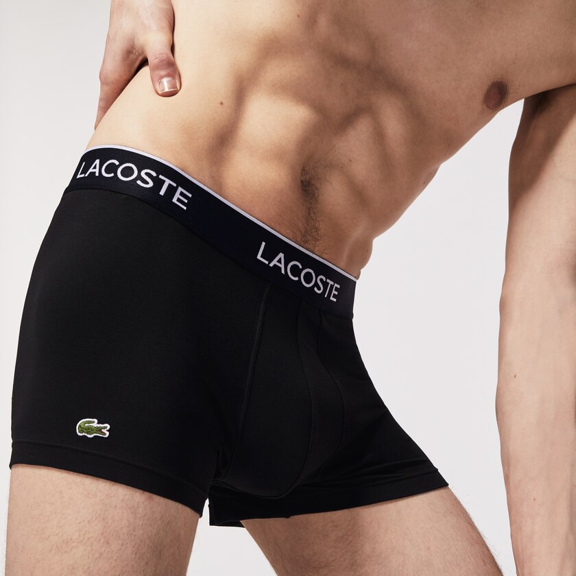 Bragas Lacoste Pack Of 3 Casual Black Boxer Hombre Negros | VR9-00100T0