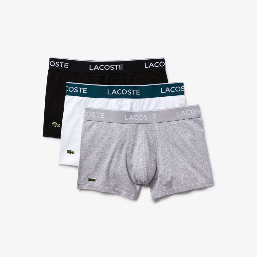 Bragas Lacoste Pack Of 3 Casual Black Boxer Hombre Negros Blancos Grises | SP2-52045C6