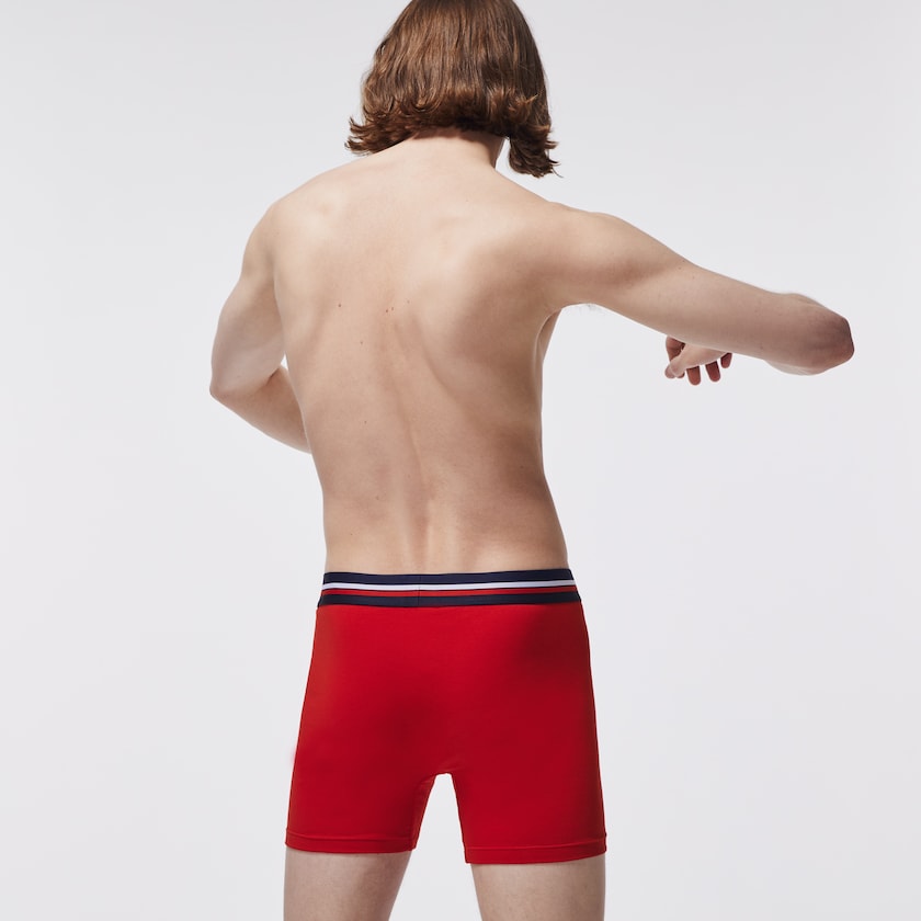 Bragas Lacoste Pack Of 3 Casual Boxers Hombre Azul Marino Azules Grises Rojos | SJ1-86108Z6