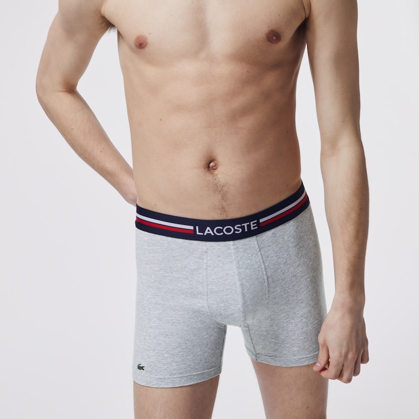 Bragas Lacoste Pack Of 3 Casual Boxers Hombre Azul Marino Azules Grises Rojos | SJ1-86108Z6