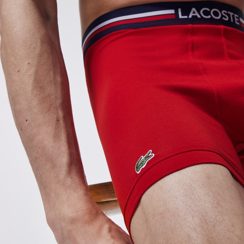 Bragas Lacoste Pack Of 3 Casual Boxers Hombre Azul Marino Azules Grises Rojos | SJ1-86108Z6