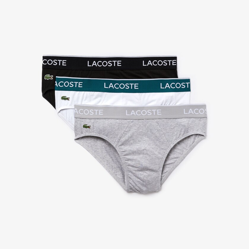 Bragas Lacoste Pack Of 3 Casual Hombre Negros Blancos Grises | RR3-51415V0