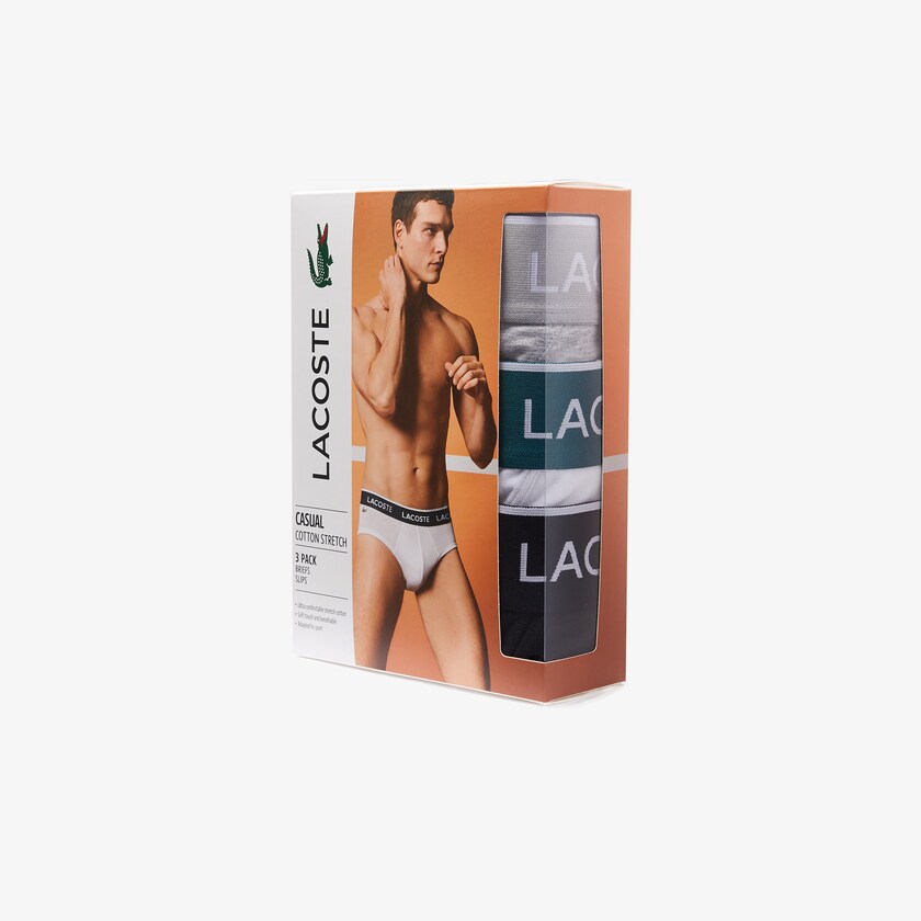 Bragas Lacoste Pack Of 3 Casual Hombre Negros Blancos Grises | RR3-51415V0