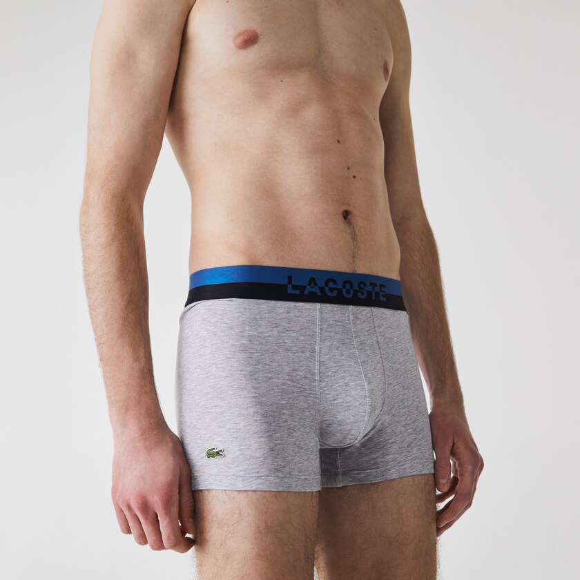 Bragas Lacoste Pack Of 3 Casual Plain-Colored Boxers Hombre Grises Kaki Verdes Grises | GF8-17141H3