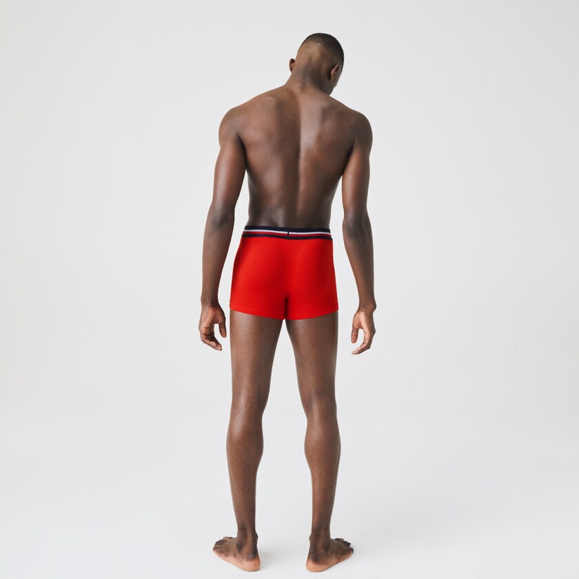 Bragas Lacoste Pack Of 3 Iconic Boxer With Three-Tone Waistband Hombre Azul Marino Azules Grises Rojos | UL7-57655J5