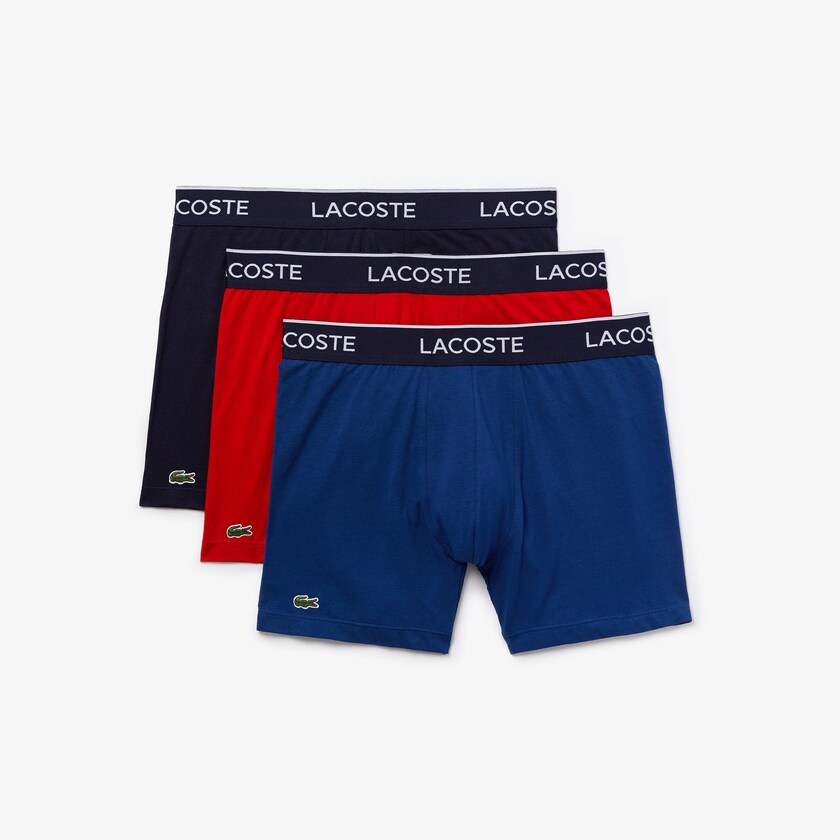 Bragas Lacoste Pack of 3 Boxer Hombre Azul Marino Azules Rojos Azul Marino Azules | CA0-73077C1