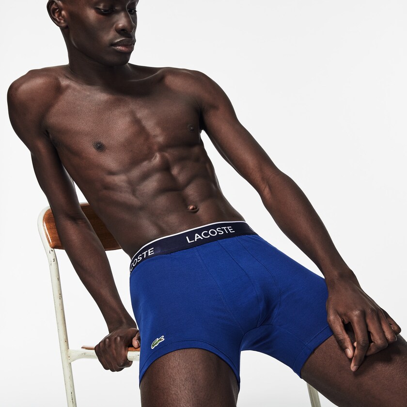 Bragas Lacoste Pack of 3 Boxer Hombre Azul Marino Azules Rojos Azul Marino Azules | CA0-73077C1
