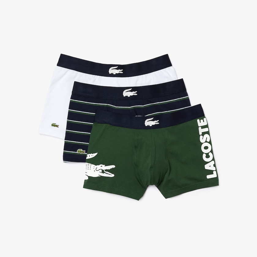 Bragas Lacoste Pack of 3 Casual Boxer Hombre Verdes Azul Marino Azules Blancos | JT7-13351P3