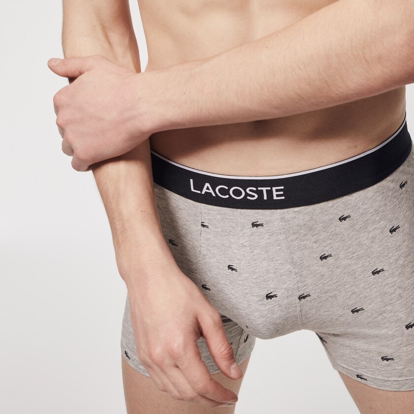 Bragas Lacoste Pack of 3 Long Boxer Hombre Negros Grises | PM0-13461M7