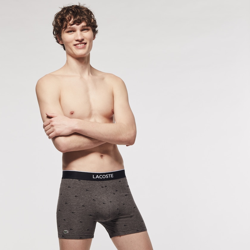 Bragas Lacoste Pack of 3 Long Boxer Hombre Negros Grises | PM0-13461M7