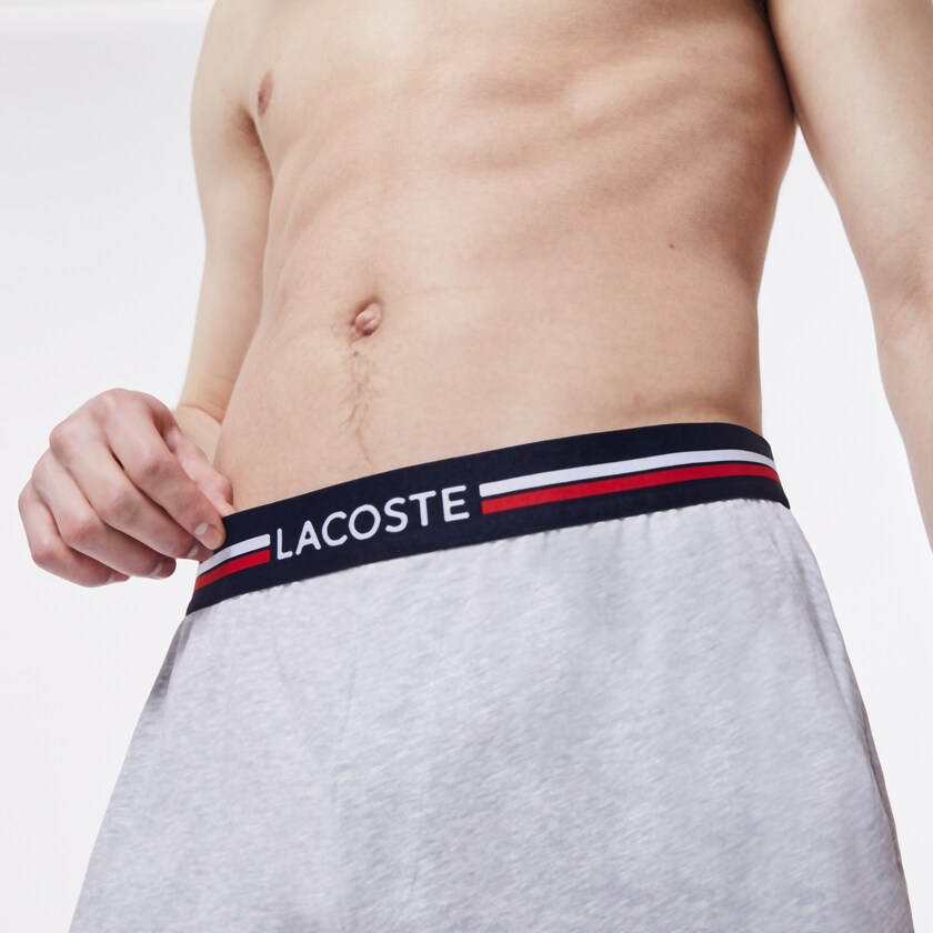 Bragas Lacoste Striped-Waist Long Boxer Hombre Grises | OD9-79437H6