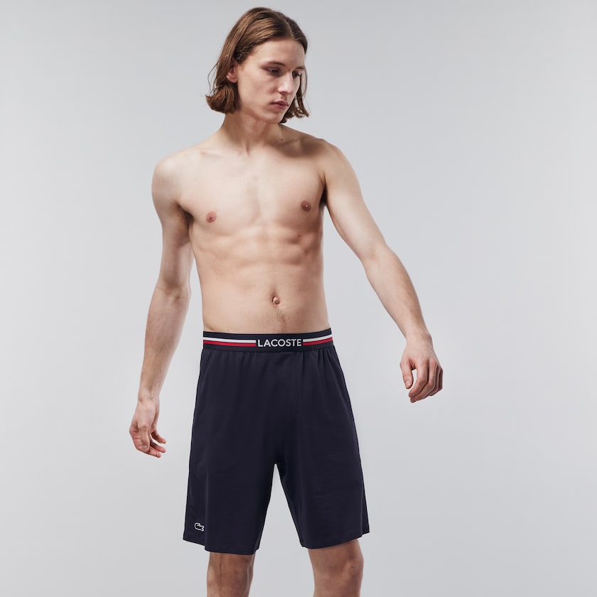Bragas Lacoste Striped-Waist Long Boxer Hombre Azul Marino Azules | GL4-51655H2