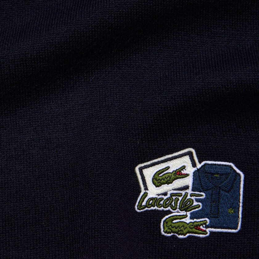 Bufandas Lacoste Badge Rectangular Wool Blend Hombre Azul Marino Azules | XB1-60136K3