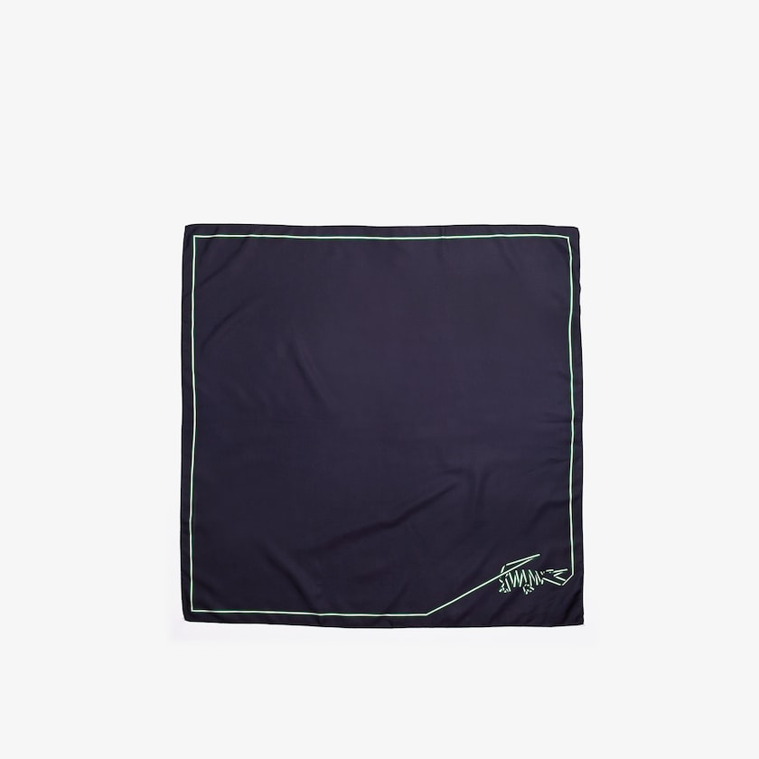 Bufandas Lacoste Crocodile Print Lightweight Cotton And Silk Mujer Azul Marino Azules | PY3-04850F9